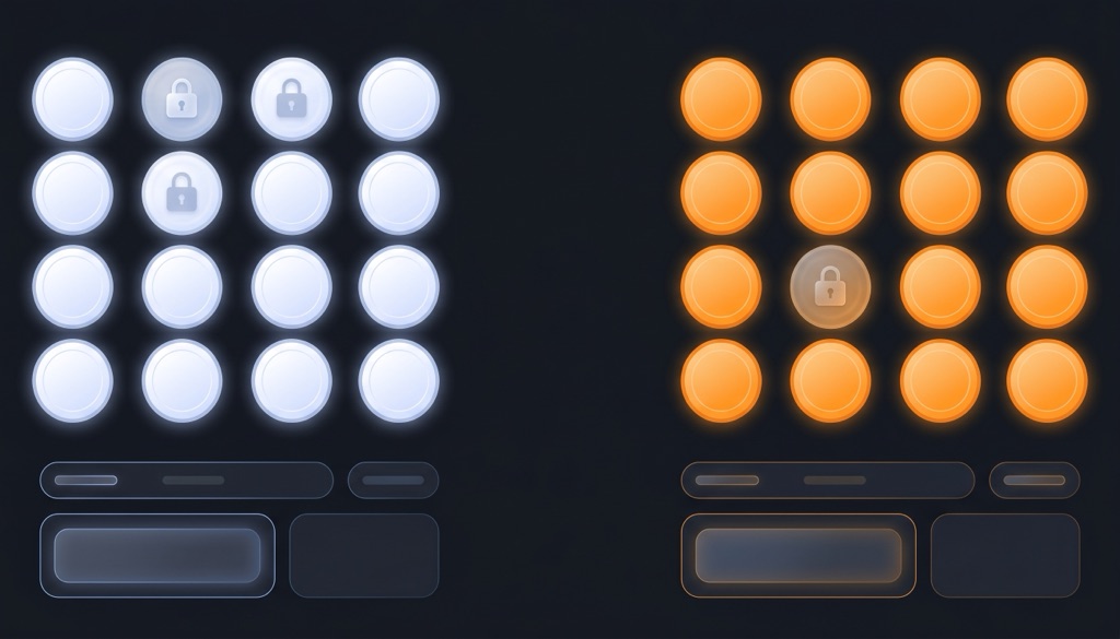 Sparrow Wallet UTXOs tab showing labeled and frozen coins separated by source on a dark interface